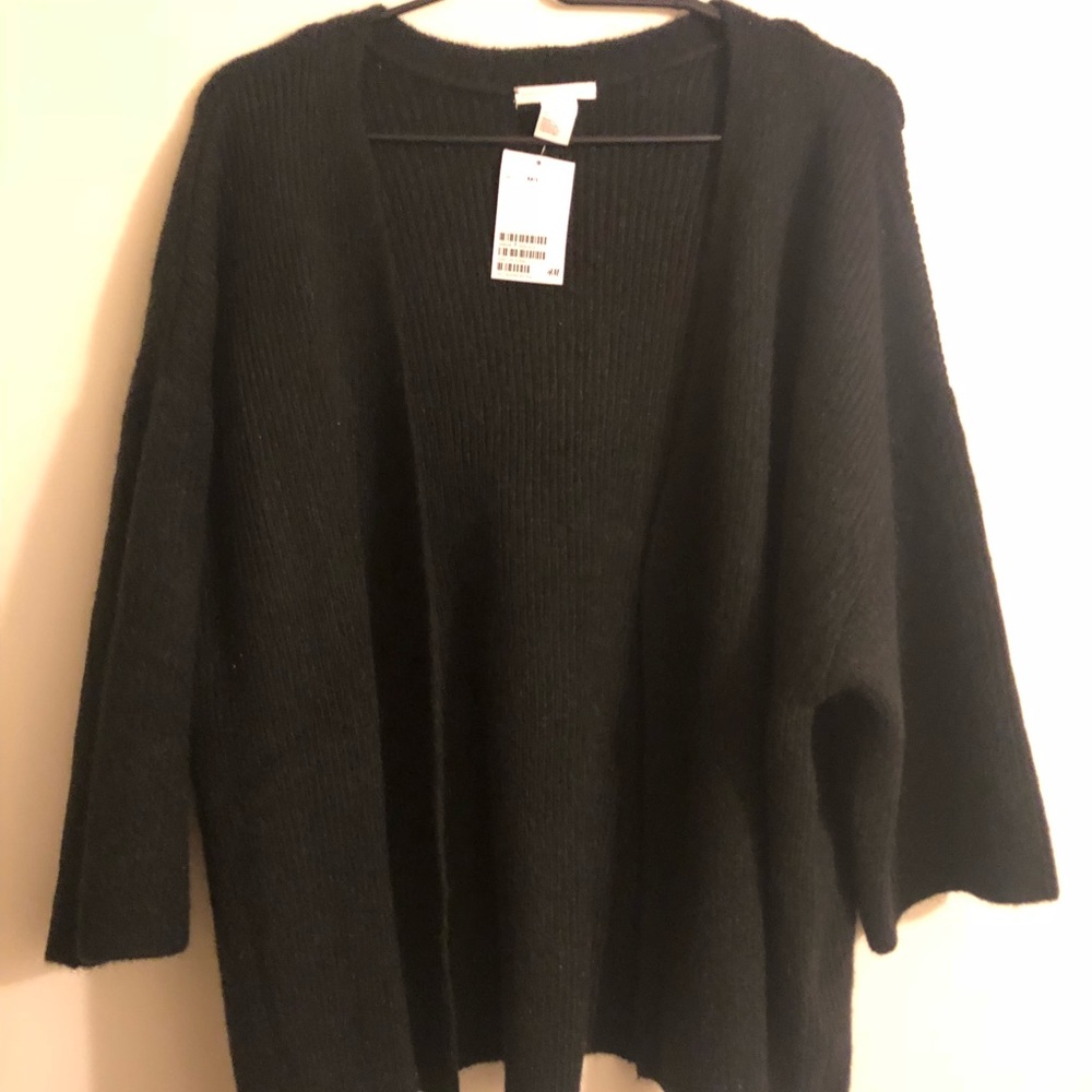 Black divided shawl cardigan/sweater blazer